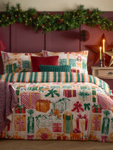 All Wrapped Up Reversible Christmas Green Duvet Cover and Pillowcase Set