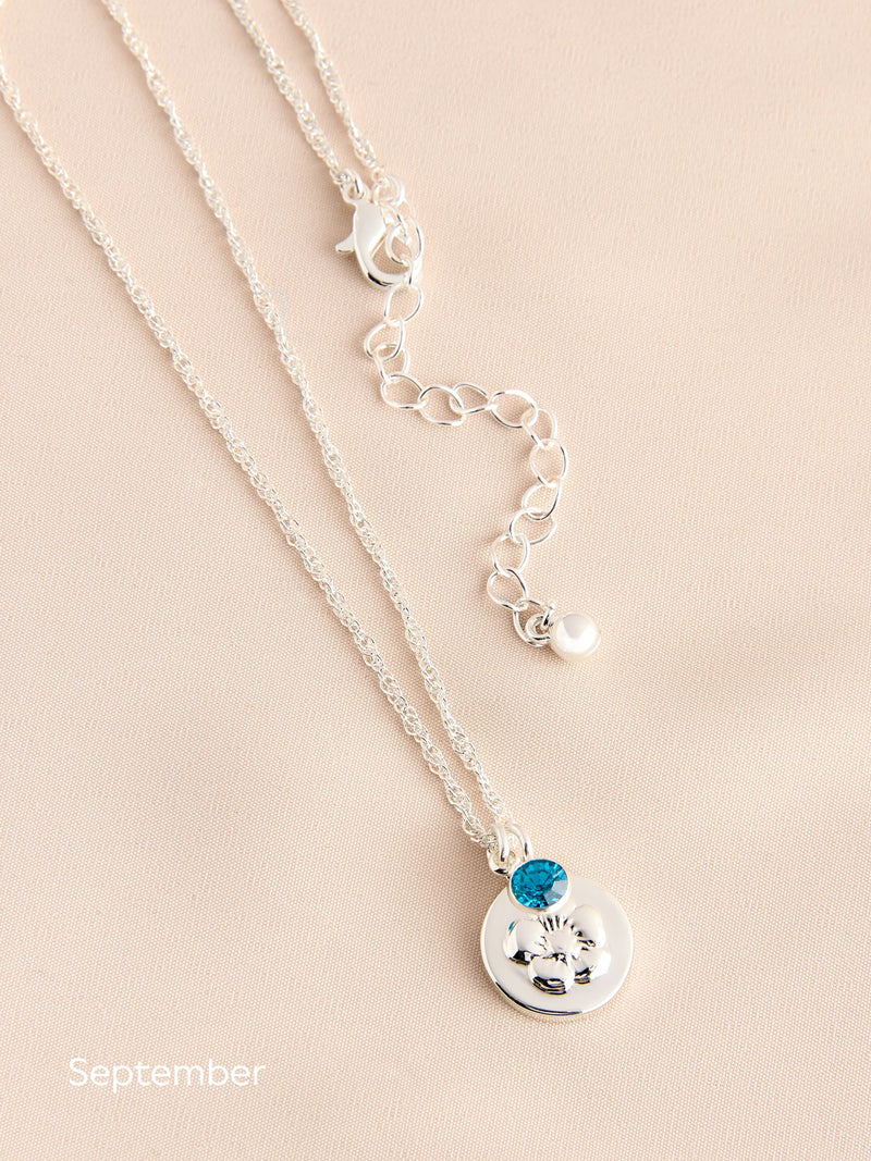 Silver Tone Birthstone Flower Necklace (British brand)