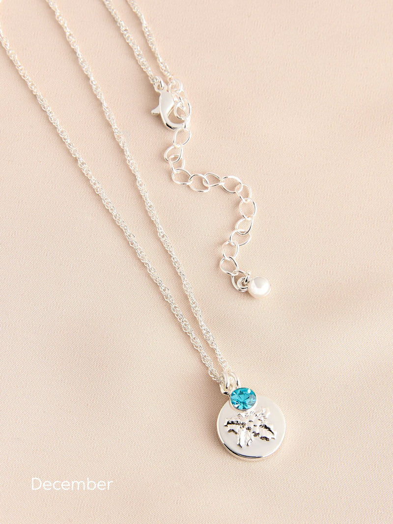 Silver Tone Birthstone Flower Necklace (British brand)