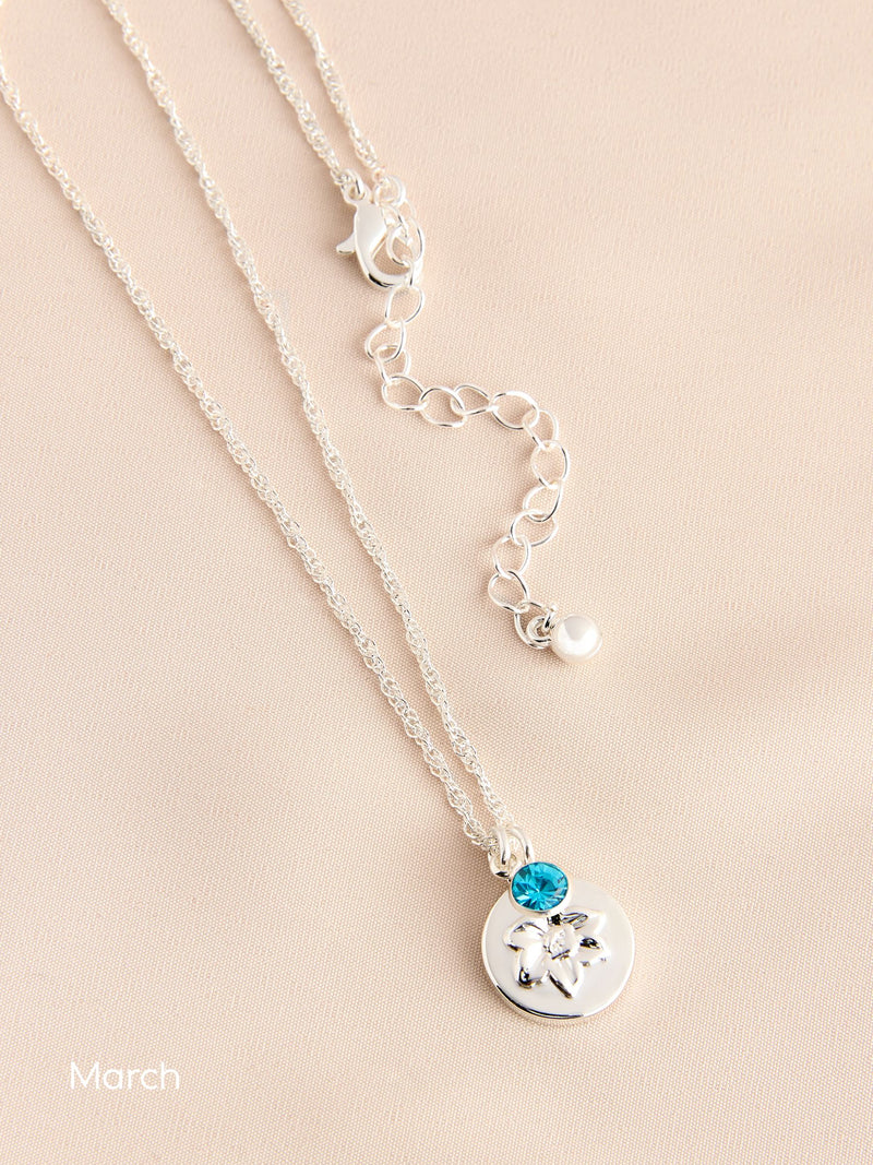 Silver Tone Birthstone Flower Necklace (British brand)