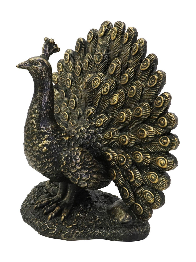 Libra Interiors bronze peacock sculpture 17cm, UK version