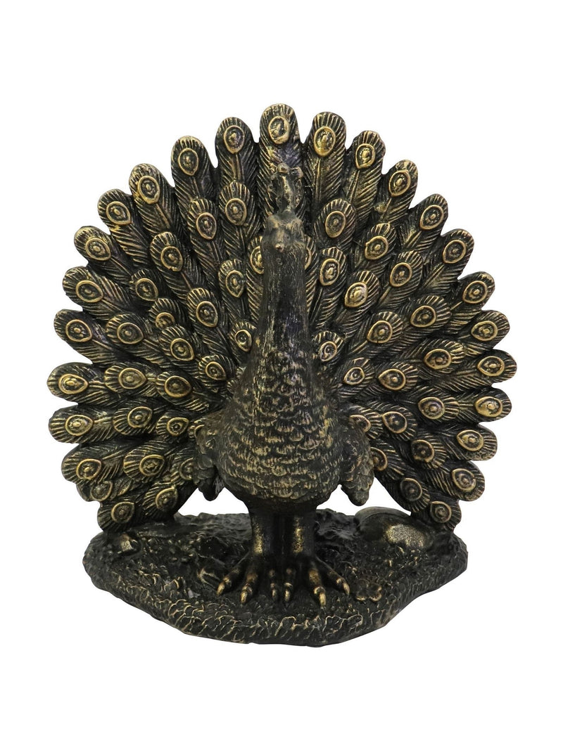 Libra Interiors bronze peacock sculpture 17cm, UK version