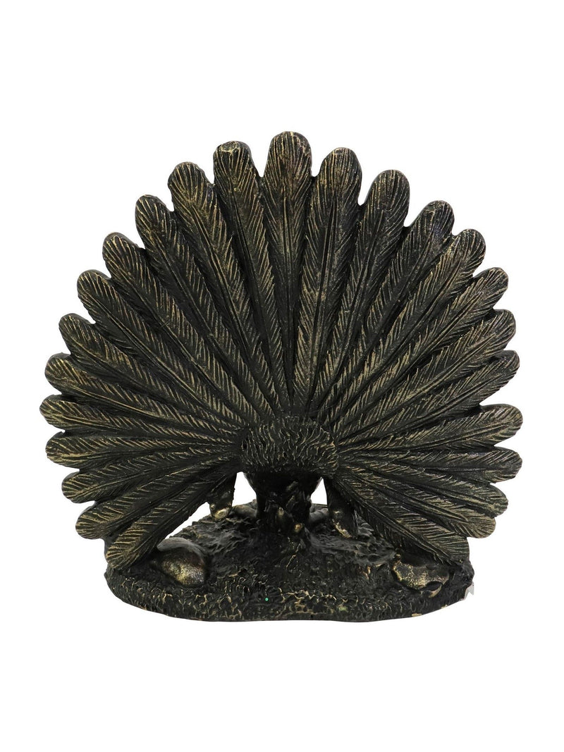 Libra Interiors bronze peacock sculpture 17cm, UK version
