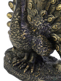Libra Interiors bronze peacock sculpture 17cm, UK version