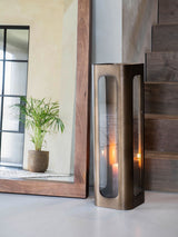Next Libra Interiors Thorpe Large Smoked Gold Glass Hurricane 78cm- Buy online at McGrocer