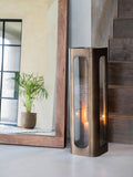 Libra Interiors smoked gold glass hurricane 78cm imported from the UK