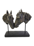 Libra Interiors bronze nuzzling bay horse heads sculpture, UK version