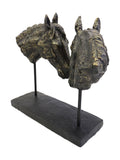 Libra Interiors bronze nuzzling bay horse heads sculpture, UK version