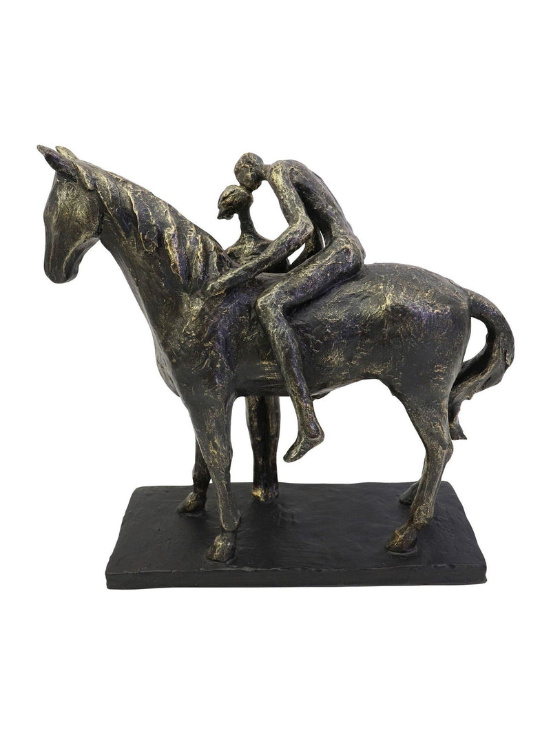 Libra Interiors bronze kissing couple with horse sculpture 24.5cm height, UK version