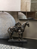 Libra Interiors bronze kissing couple with horse sculpture 24.5cm height, UK version