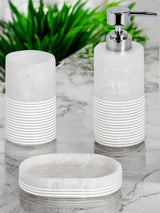 Next Showerdrape Bianco Frost Onyx Striped Bathroom Accessories Set (3 Piece)- Buy online at McGrocer