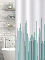 Next Showerdrape Teal City Stripe Shower Curtain 180x180cm- Buy online at McGrocer