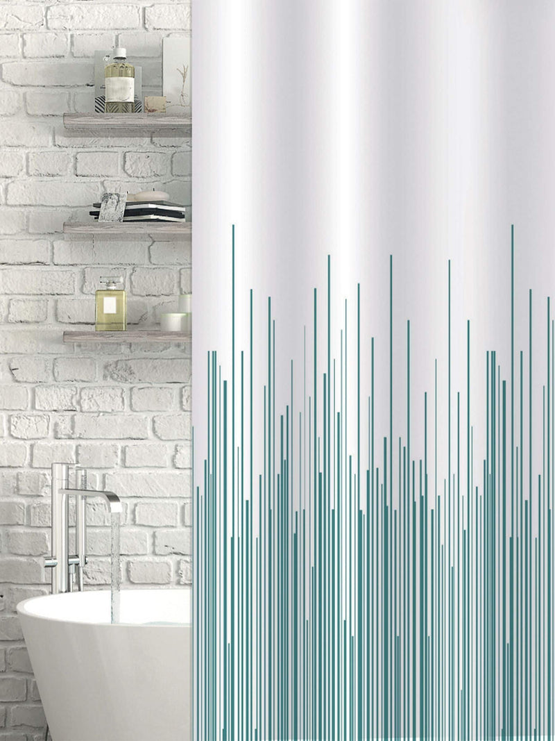Showerdrape Teal City Stripe shower curtain 180x180cm (British brand)
