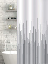 Next Showerdrape Grey City Stripe Water-Resistant Shower Curtain 180x180cm- Buy online at McGrocer