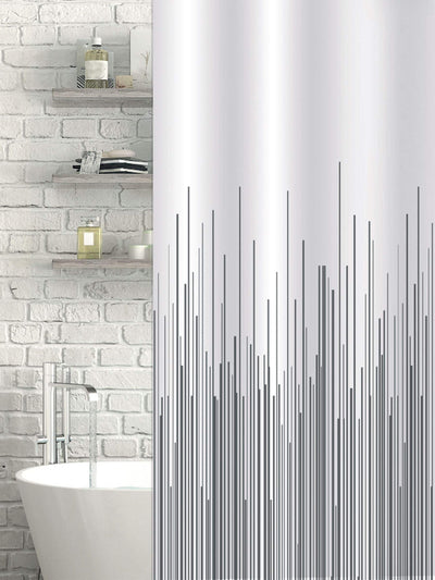 Next Showerdrape Grey City Stripe Water-Resistant Shower Curtain 180x180cm- Buy online at McGrocer