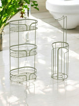 Next Showerdrape Sage Green Dante Floor Caddy and Toilet Roll Holder Bathroom Storage Set- Buy online at McGrocer