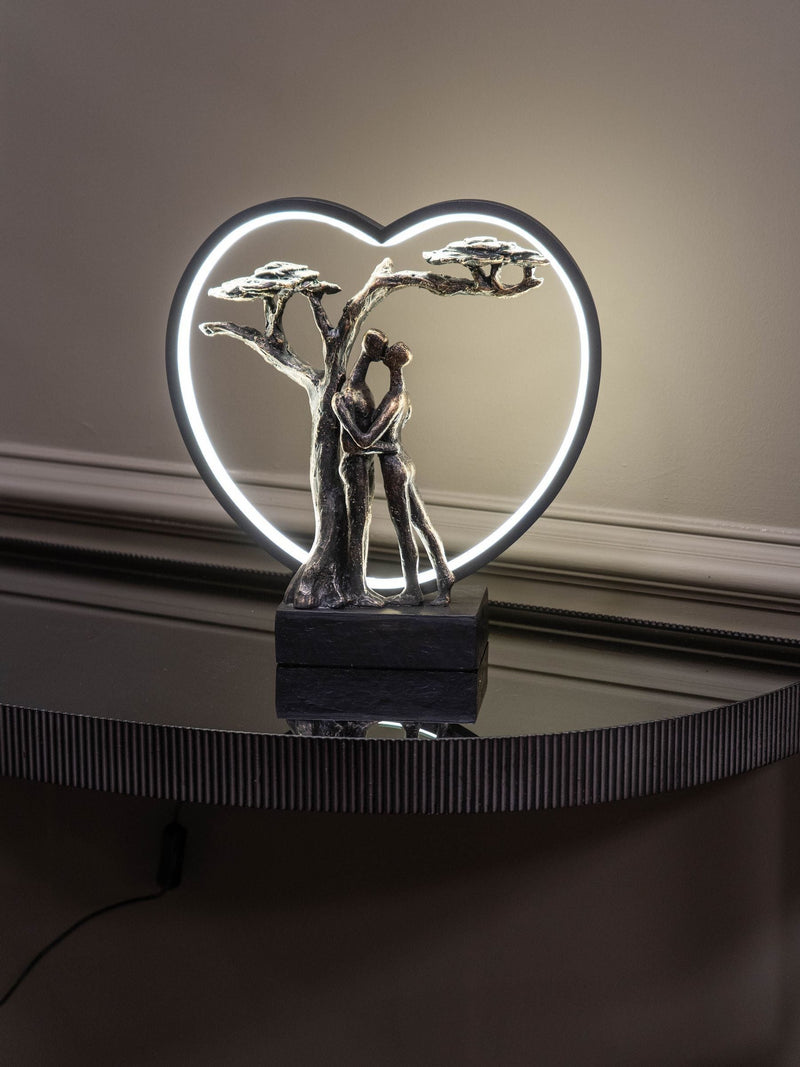 Libra Interiors bronze loving couple LED light sculpture 32cm height, UK version