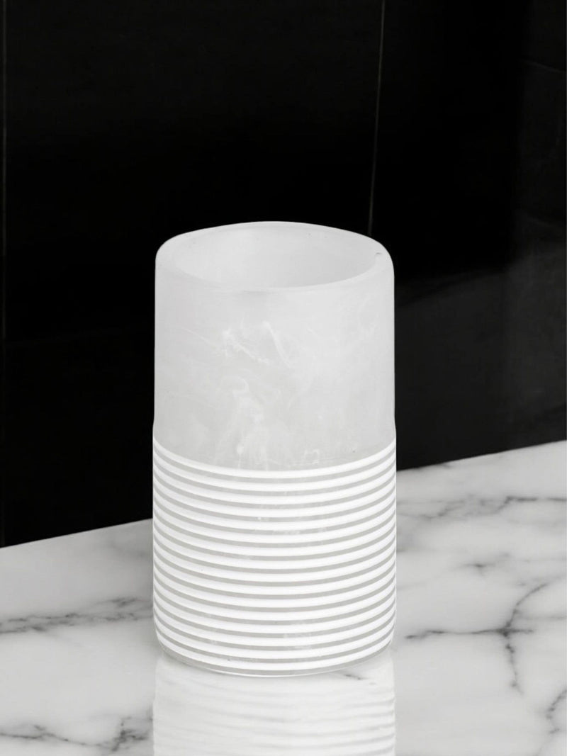 Showerdrape Frost Onyx White Bianco Bathroom Tumbler (British brand)