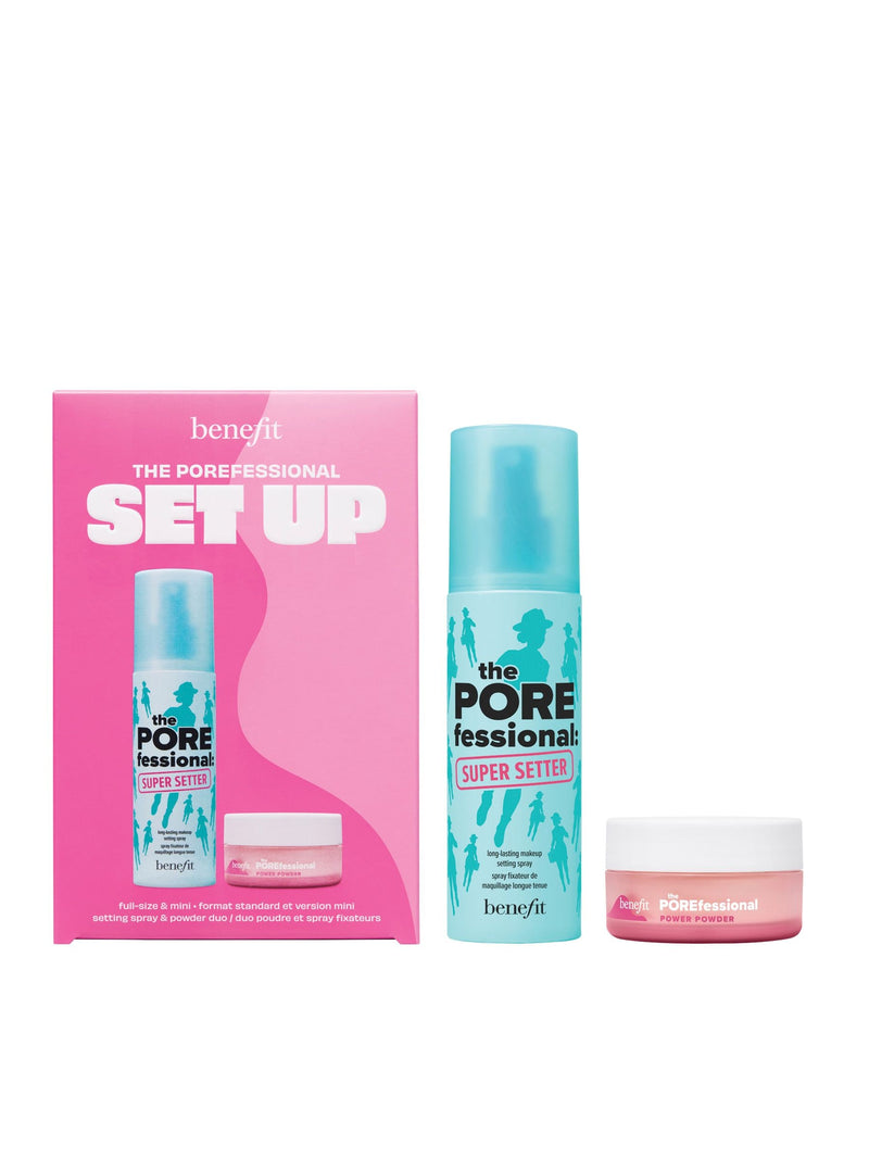 Benefit The POREfessional Set Up setting spray and powder duo - British product