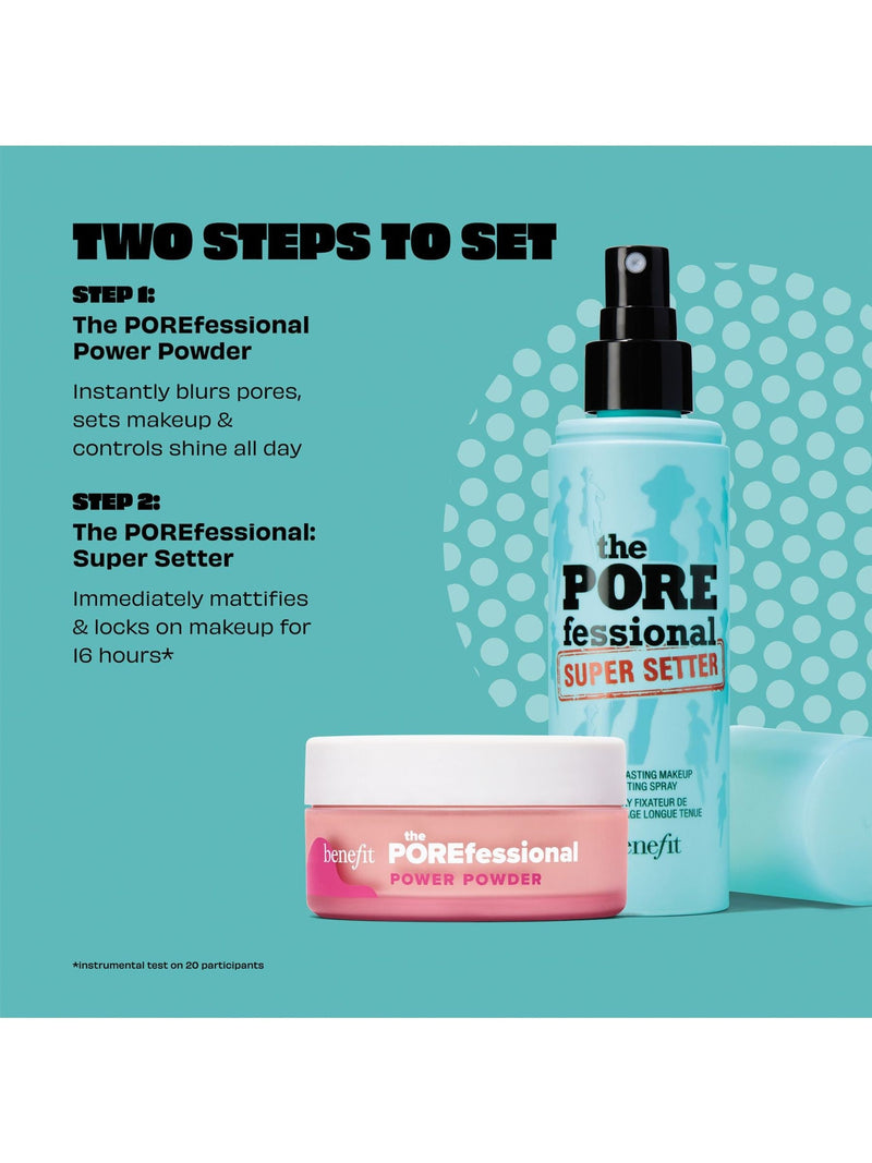 Benefit The POREfessional Set Up setting spray and powder duo - British product