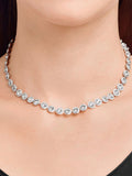 Medium Silver Tennis Necklace with Round Cut Rhodium Plated