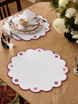 Next Nina Campbell Set of 2 Red Floral Embroidered Placemats 38cm- Buy online at McGrocer