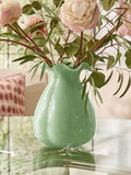 Sage green scalloped glass vase 23cm, UK version