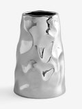 Ceramic bud vase with chrome finish and hammered texture 14cm (British brand)