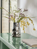 Ceramic bud vase with chrome finish and hammered texture 14cm (British brand)