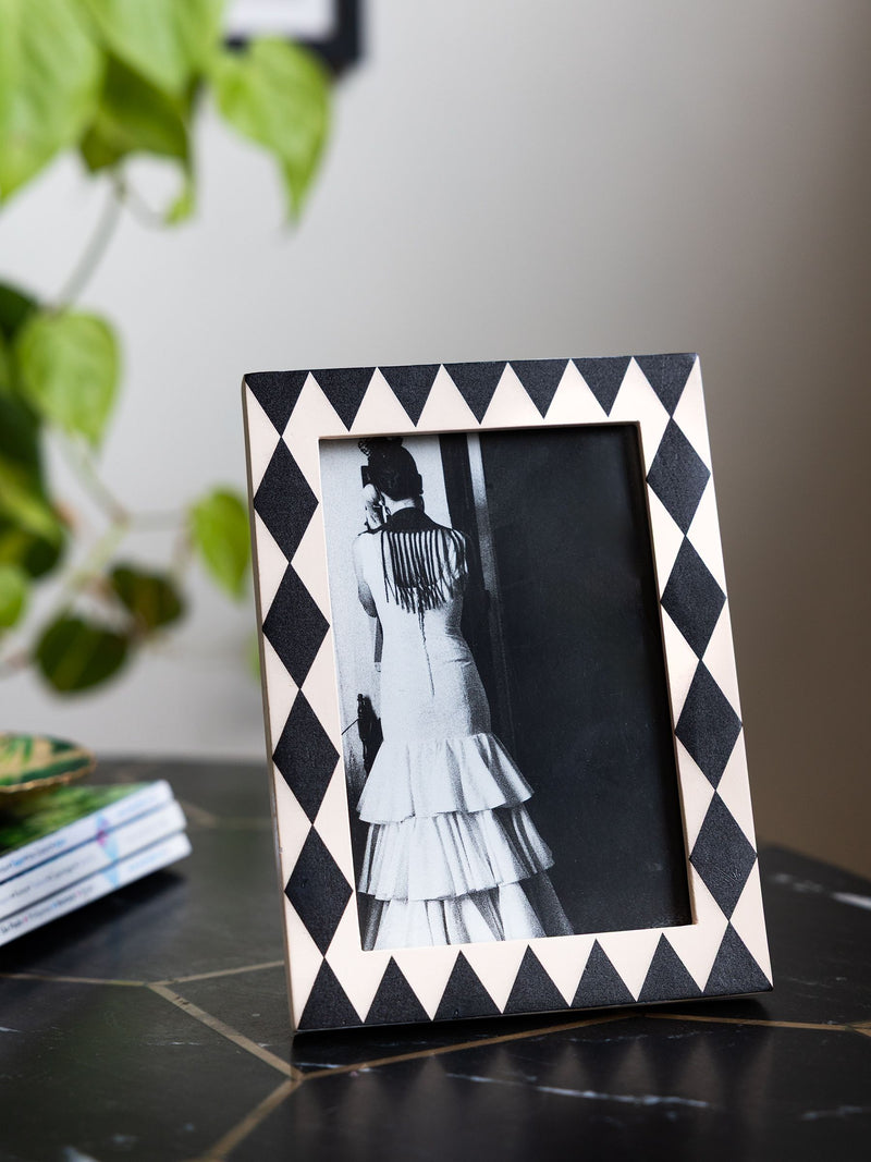 Rockett St George black cream harlequin photo frame 6x4 (British brand)