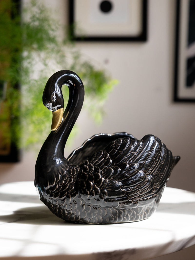 Rockett St George Black Swan ceramic planter, UK version