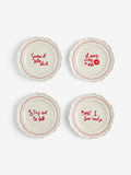 Rockett St George set of 4 red and cream lipstick side plates - British product