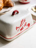 Rockett St George lipstick butter dish stoneware - British product