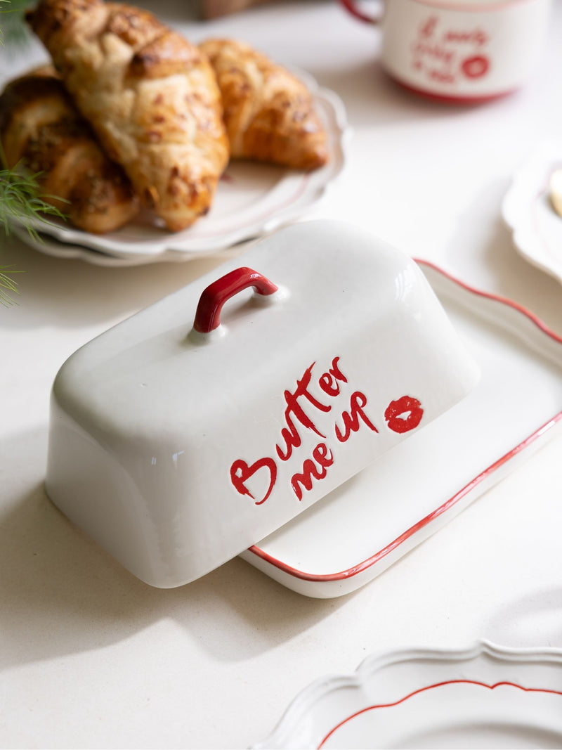 Rockett St George lipstick butter dish stoneware - British product