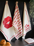 Rockett St George red lipstick tea towels set of 3, imported from the UK