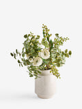 White artificial floral arrangement in ceramic vase 55cm, UK version
