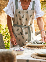 Next Sophie Allport Natural Linen Cross Back Olive Kitchen Apron 87x77cm- Buy online at McGrocer