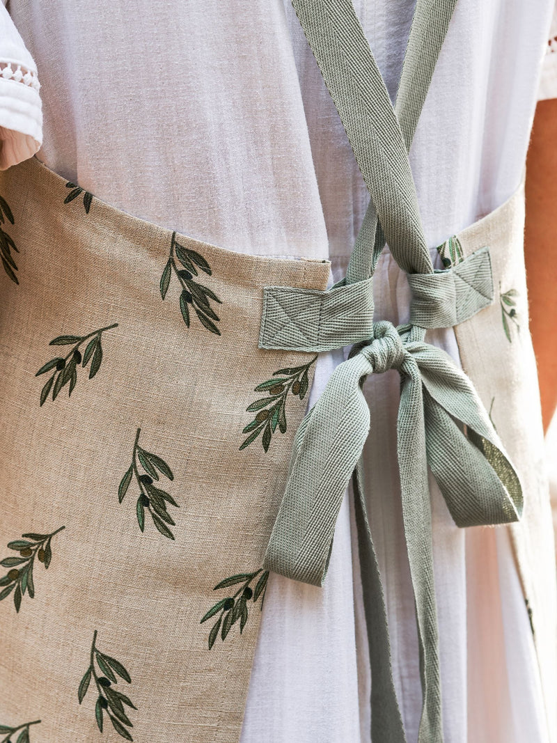Sophie Allport linen apron olive design 87x77cm (British brand)