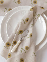 Next Sophie Allport Set of 4 Natural Linen Sunflower Fabric Napkins- Buy online at McGrocer