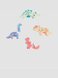 JoJo Maman Bébé dinosaur puzzle set four wooden pieces (British brand)