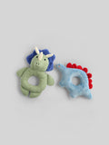 JoJo Maman Bébé dinosaur ring rattle set of 2 plush toys - British product