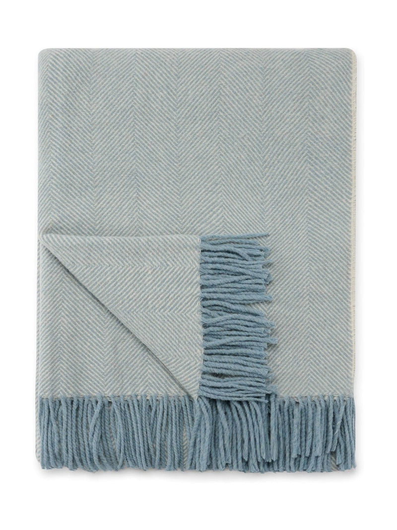 Sophie Allport duck egg herringbone wool throw - British product