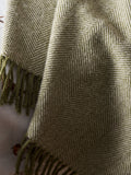 Sophie Allport olive green wool herringbone throw - British product
