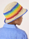 Little Bird rainbow straw effect trilby hat (British brand)