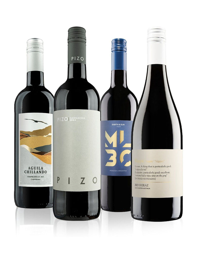 Virgin Wines red wine wooden gift box with four red varieties (British brand)