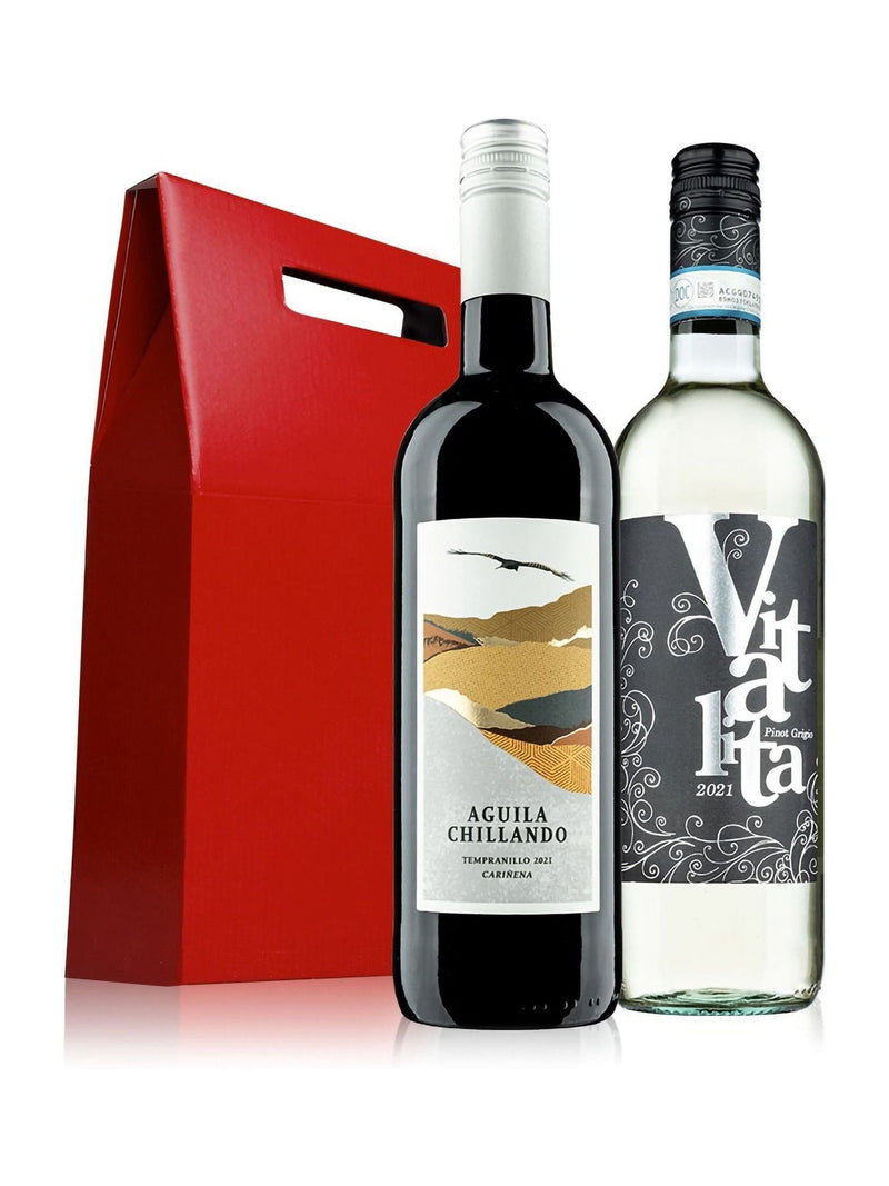 Virgin Wines mixed duo wine gift set with Spanish red and Italian white 2 bottles (British brand)