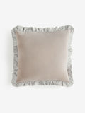 Natural 43 x 43cm Ruffle Trim Velvet Cushion