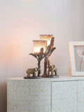 Libra Interiors Gold Kariba Elephant Hurricane 37cm candle holder, UK version