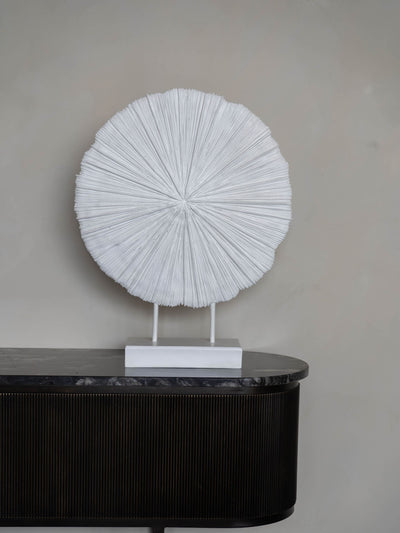 Next Libra Interiors White Orbis Textured Sculpture on Stand Home Decor 58cm- Buy online at McGrocer