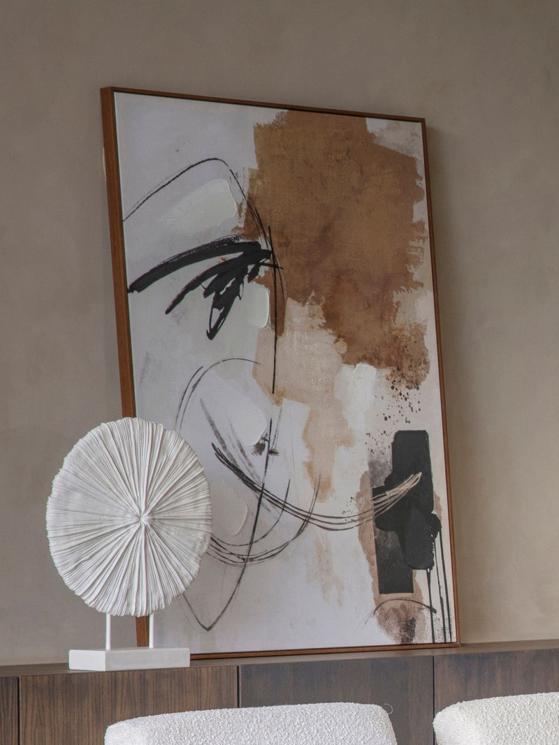 Libra Interiors white orbis textured sculpture on stand 58cm, UK version
